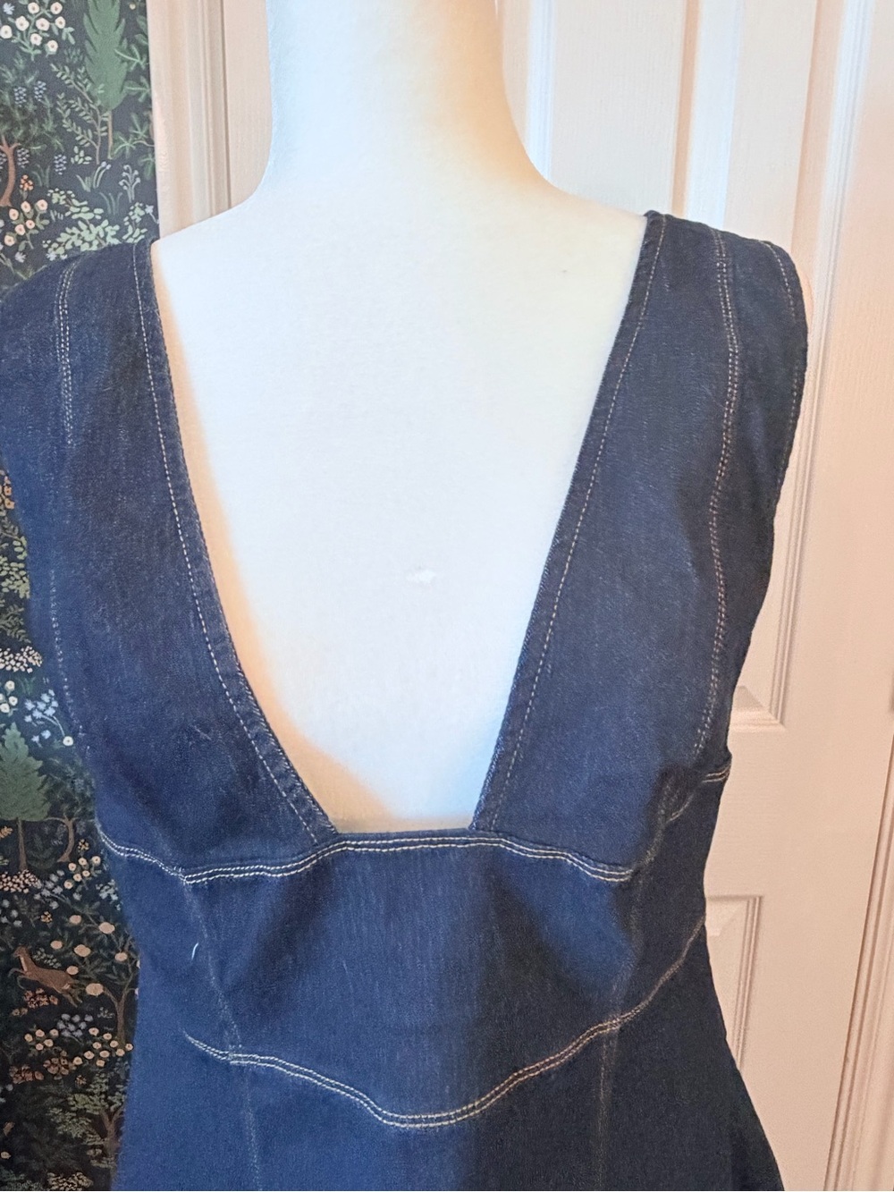 Urban Outfitters Dark Indigo Denim Dress with Contrast Topstitching - Picture 2 of 7